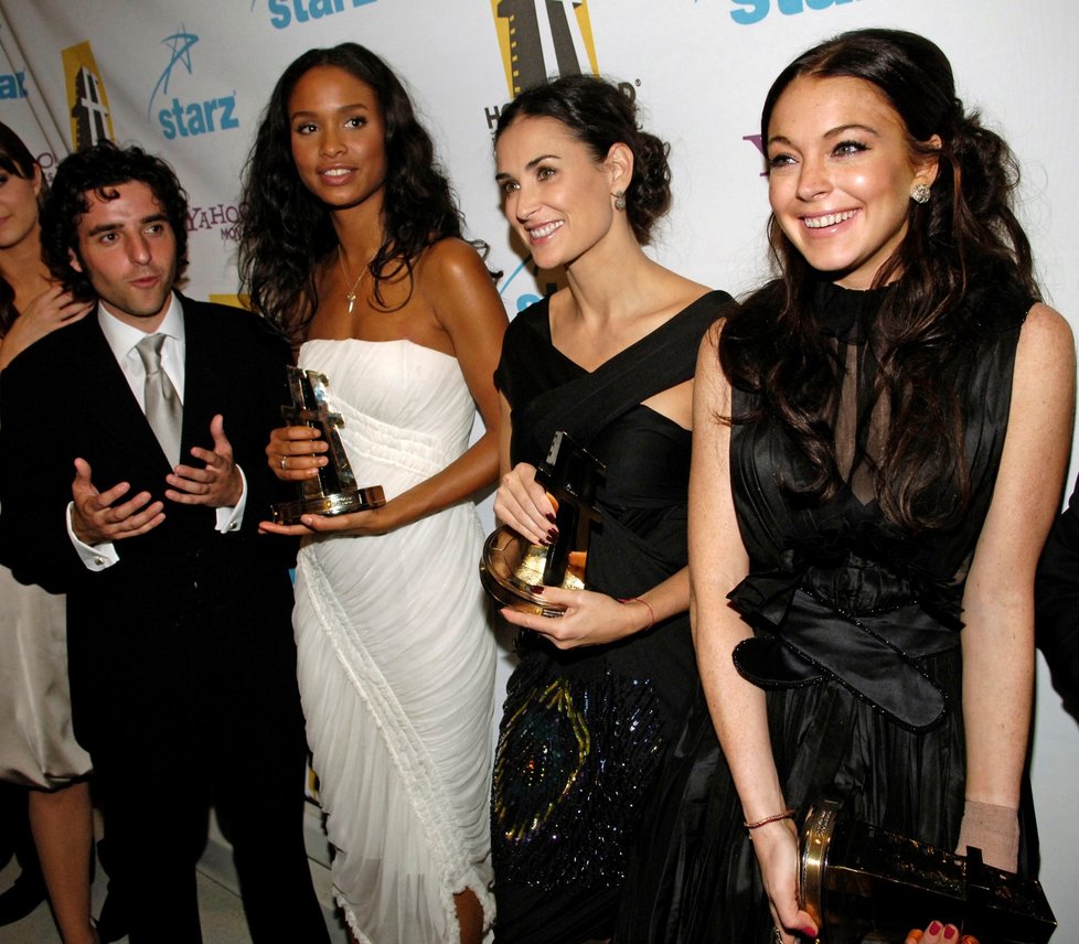 Zleva: David Krumholtz, Joy Bryant, Demi Moore a Lindsay Lohan