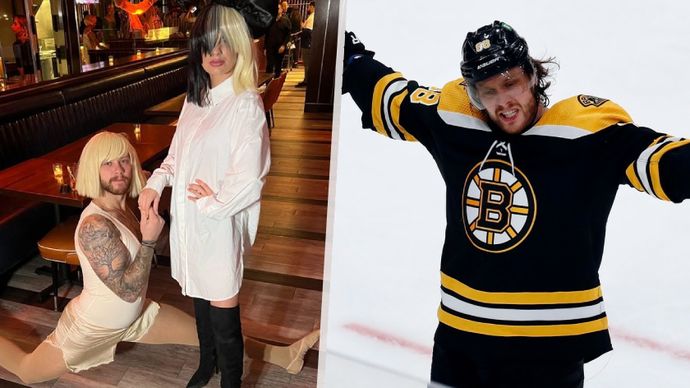 David Pastrňák a jeho švédská přítelkyně Rebecca si Halloween užili.