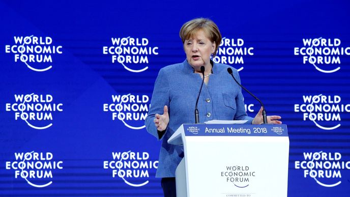 Německá kancléřka Angela Merkelová na Světovém ekonomickém fóru v Davosu.