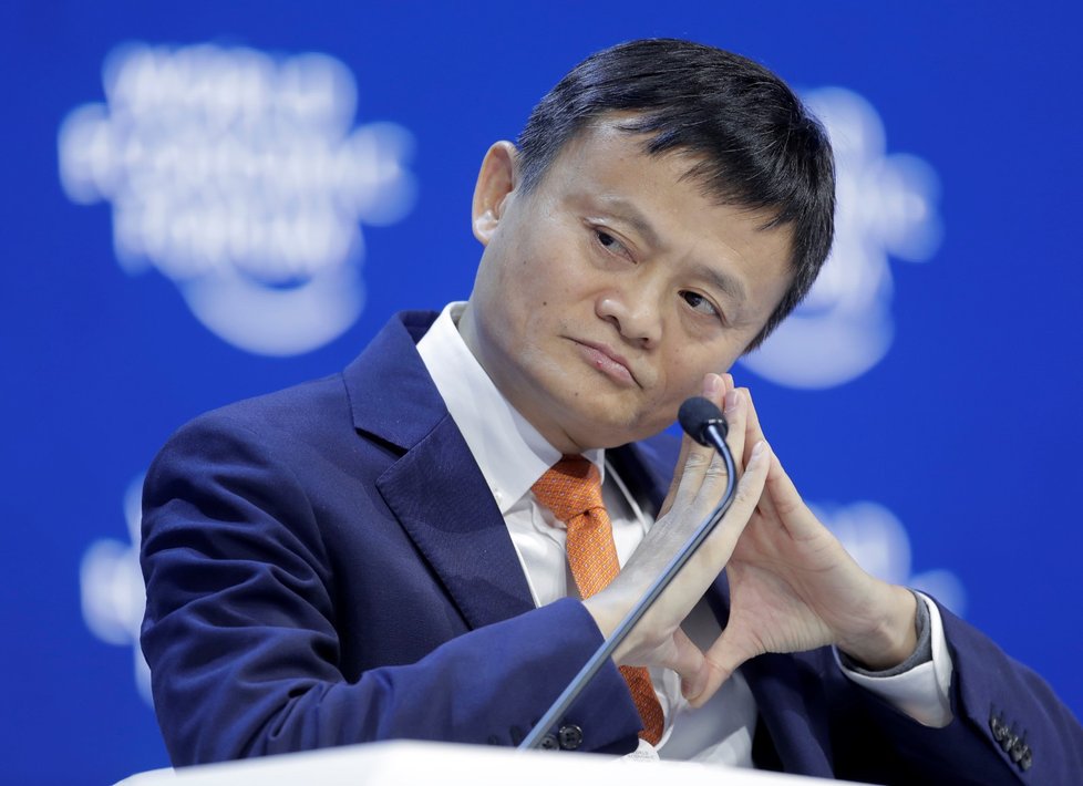 Ředitel společnosti Alibaba Group Jack Ma na Světovém ekonomickém fóru v Davosu.