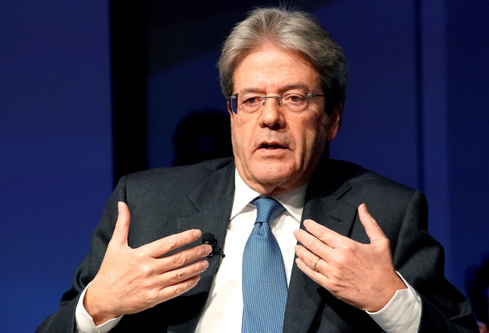 Italský předseda vlády Paolo Gentiloni na Světovém ekonomickém fóru v Davosu.