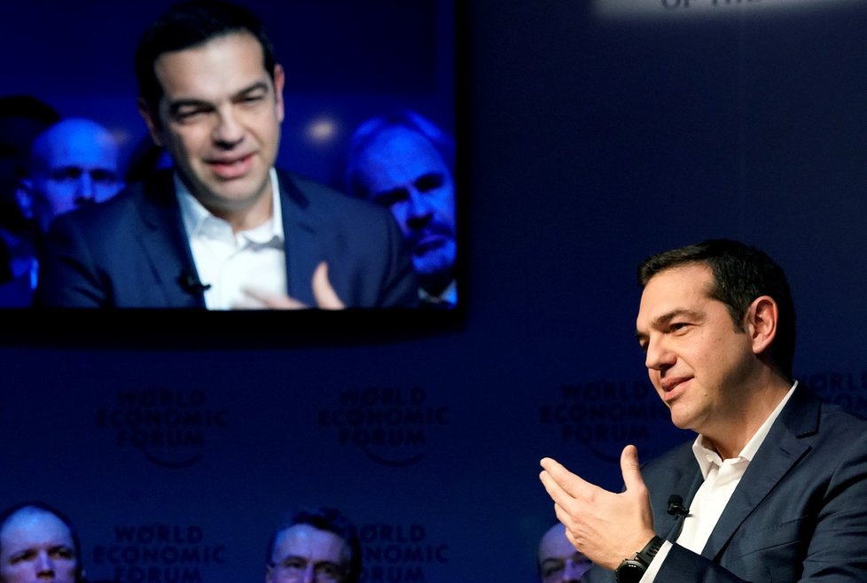 Řecký premiér Alexis Tsipras na Světovém ekonomickém fóru v Davosu.  