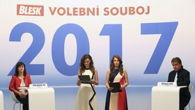Hosty prvního Blesk předvolebního souboje 2017 s názvem Peněženka byli: Radka Maxová (ANO), Michaela Marksová (ČSSD), Jiří Dolejš (KSČM), Jan Bartošek (KDU-ČSL), Zbyněk Stanjura (ODS) a Markéta Adamová (TOP 09).