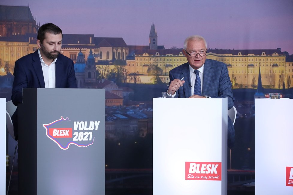 Debata Blesku o spotřebě domácností a zemědělství: Moderátor Jaroslav Šimáček a Jaroslav Faltýnek (ANO)