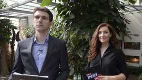Moderátoři předvolební debaty Blesku Klára Brunclíková a David Budai