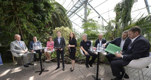 Blesk odvysílal debatu s lídry Olomouckého kraje z palmového skleníku Flory Olomouc.