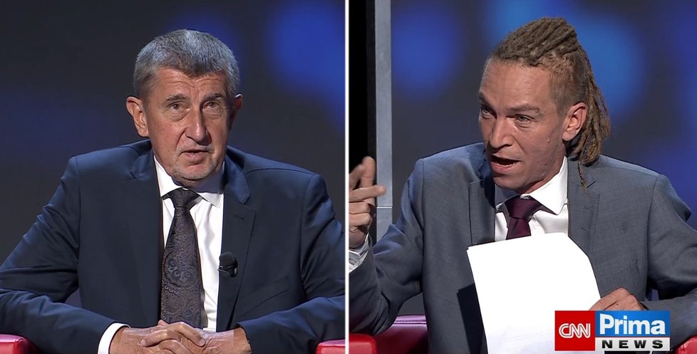 Babiš a Bartoš se střetli v debatě CNN Prima News (1.9.2021)