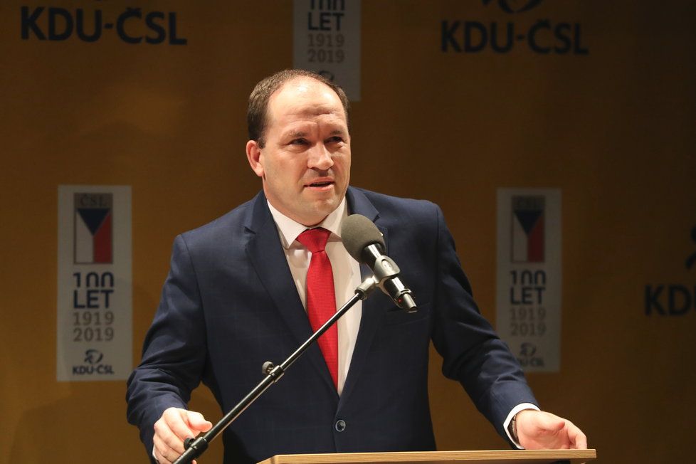 Marek Výborný během pražské debaty kandidátů na šéfa KDU-ČSL v divadle Minor (25. 2. 2019)