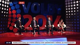 Debata lídrů pro Prahu: První várka kandidátů. Zleva Štěpánek, Ludvík, Payne a Semelová