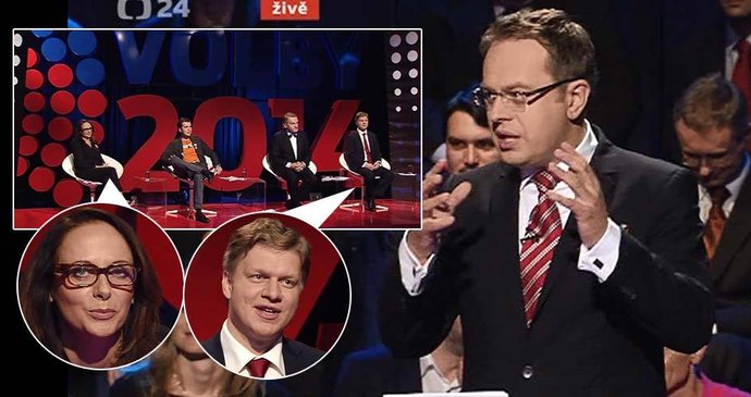 Debata lídrů Prahy: Moderoval tradičně Moravec, do sebe se pustili Krnáčová (ANO) a Hudeček (TOP 09)