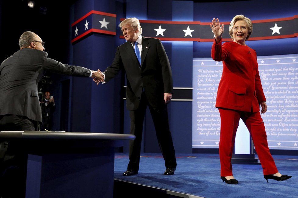 Donald Trump a Hillary Clintonová v prezidentské debatě