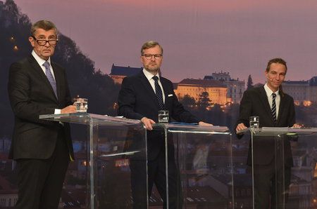 Debata Blesku před volbami 2018: Andrej Babiš, Petr Fiala a Ivan Bartoš