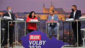 Debata Blesku o penzích a sociálních službách (29. 9. 2020):  Vítězslav Schrek (ODS), Jaroslava Němcová (ANO) a Rudolf Špoták (Piráti)