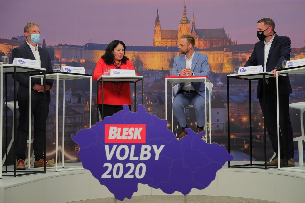 Debata Blesku o penzích a sociálních službách (29. 9. 2020):  Vítězslav Schrek (ODS), Jaroslava Němcová (ANO) a Rudolf Špoták (Piráti)