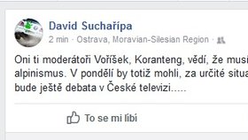 David Suchařípa - reakce na debatu mezi Zemanem a Drahošem