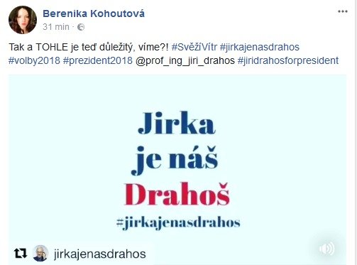 Berenika Kohoutová - reakce na debatu Zemana s Drahošem