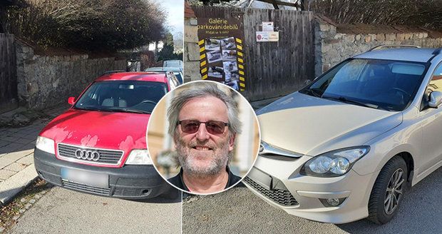 „Galerie parkování debilů“: Petr Kubíček z Jihlavy svérazně bojuje s řidiči, kteří mu blokují výjezd z garáže