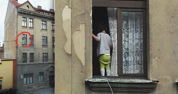 Strážníci v Děčíně zachránili dítě (2): Balancovalo v okně ve třetím patře. Matka spala