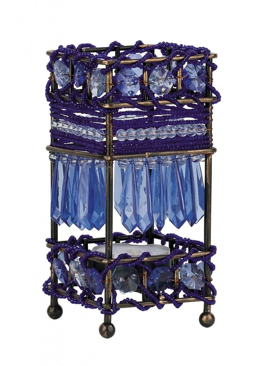 Modrý korálkový svícen na čajovou svíčku je nádherná orientální dekorace, Karé, 226 Kč