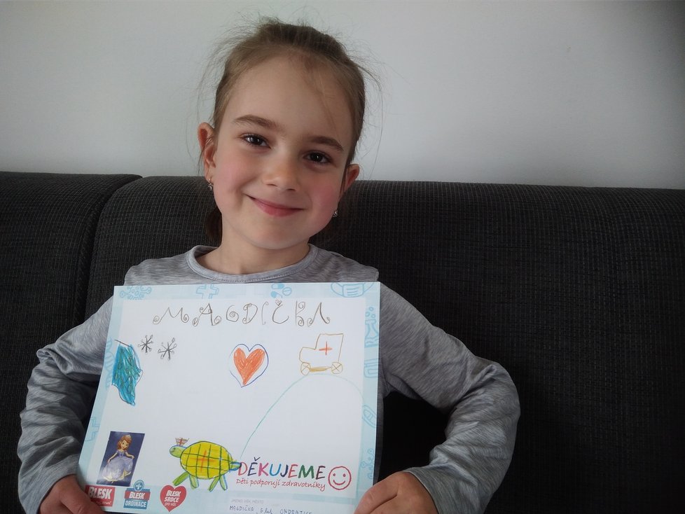 Magdička, 5 let, Ondratice: Děkujeme za nasazení v nelehké době.
