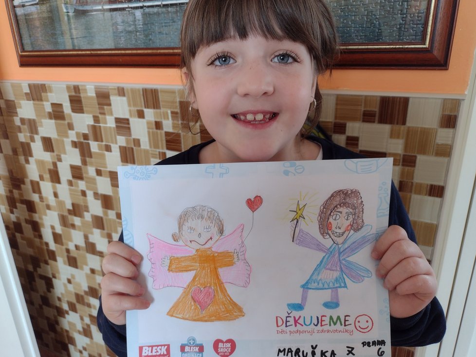 Maruška, 7 let, Praha: Děkujeme móóóc všem zdravotníkům!