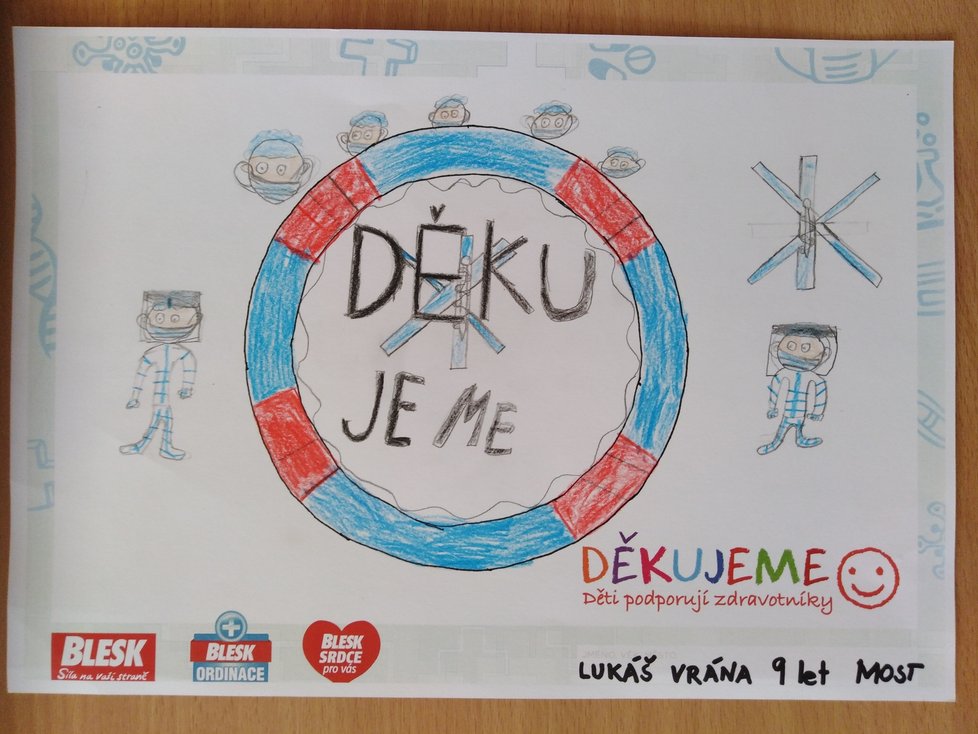 Luky, 9 let, Most: Namaloval jsem záchranný kruh, tak snad nás zachráníte, když budeme potřebovat.