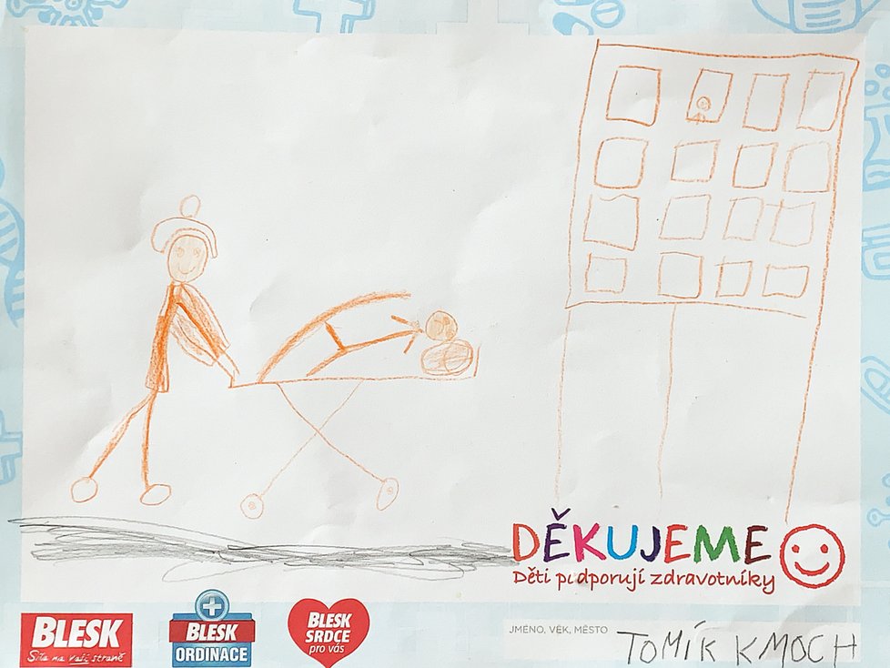 Tomík, 7 let, Nučice: Děkujeme zdravotníkům!
