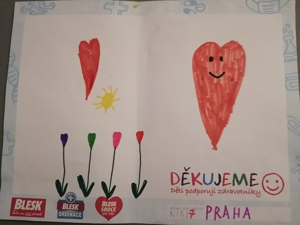 Kiki, 7 let, Praha: Děkujeme všem zdravotníkům!!!