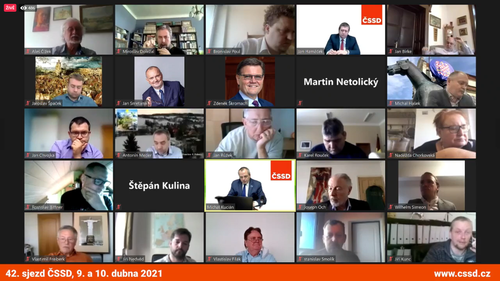 Delegáti ČSSD na virtuálním sjezdu ČSSD (9. 4. 2021)