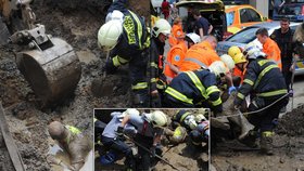 Dělník v Praze bojoval o život, bahno ho zavalilo po ramena