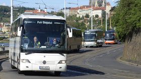 Protest autobusových dopravců v Praze (12. 5. 2020)