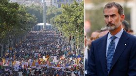 Španělský král se účastní demonstrací jen výjimečně. Stalo se tak poprvé od obnovení monarchie v roce 1975. Vpravo: Felipe VI.