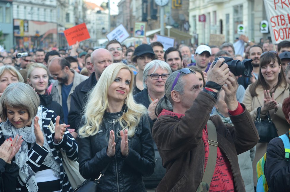 Demonstrace v Brně proti Babišovi se Zemanem.