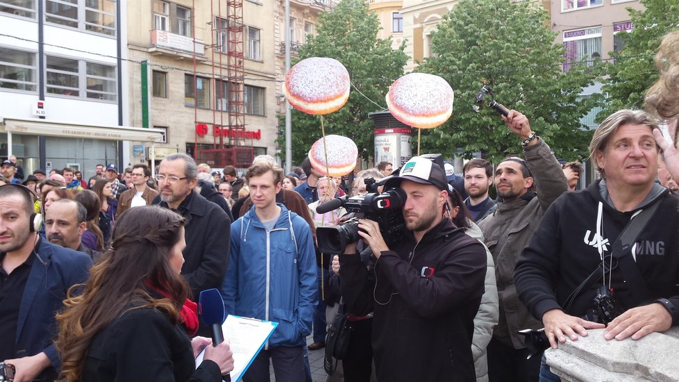 Demonstrace v Brně proti Babišovi se Zemanem.