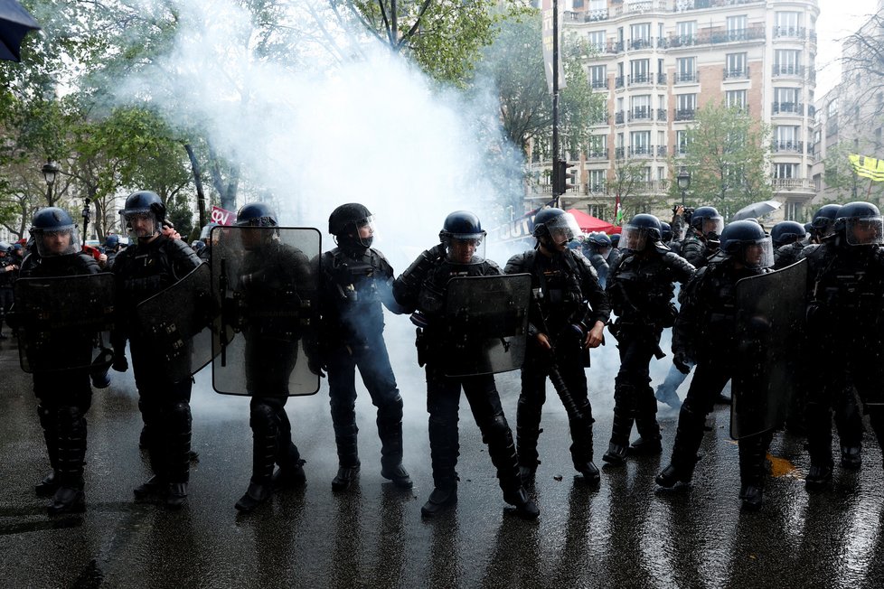Demonstrace na Svátek práce ve Francii, většinou proti důchodové reformě a za sociální spravedlnost (1. 5. 2023)