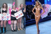 Demonstranti v prádle protestují proti hubeným modelkám