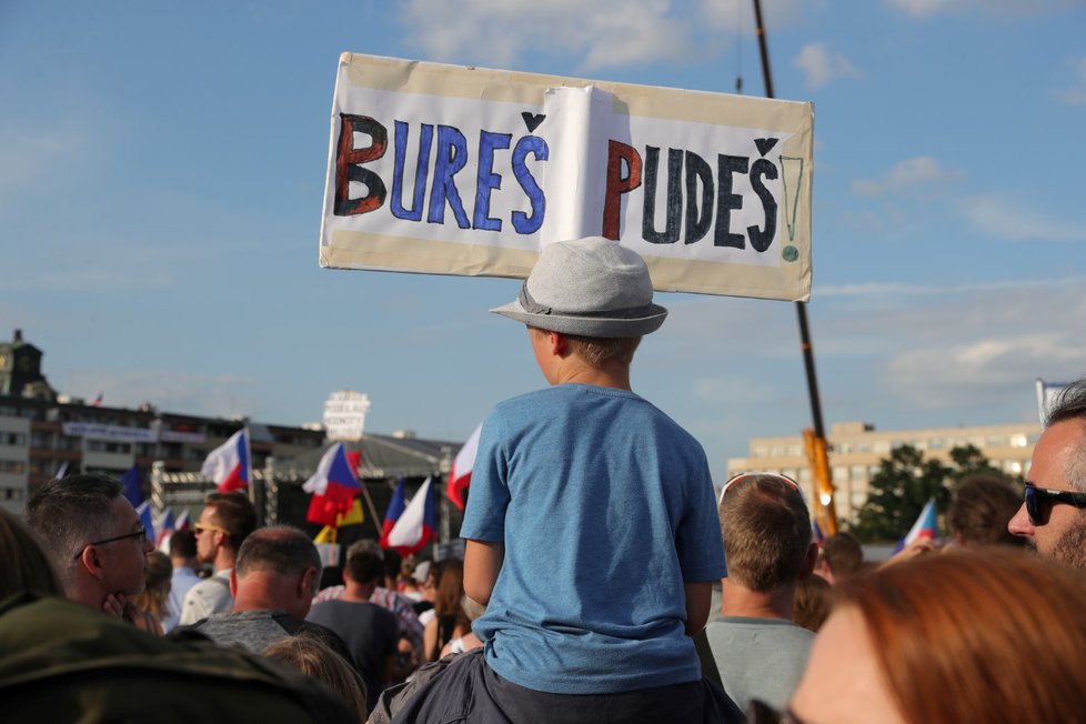 Účastníci demonstrace za nezávislost justice a lepší vládu na Letné (23. 6. 2019)