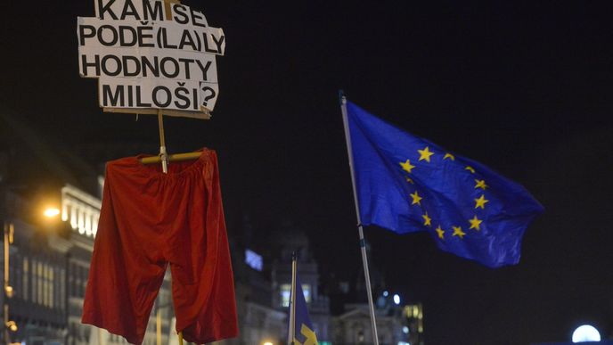 Prosincová demonstrace Milionu chvilek proti Andreji babišovi na Václavském náměstí a Hlavním nádraží