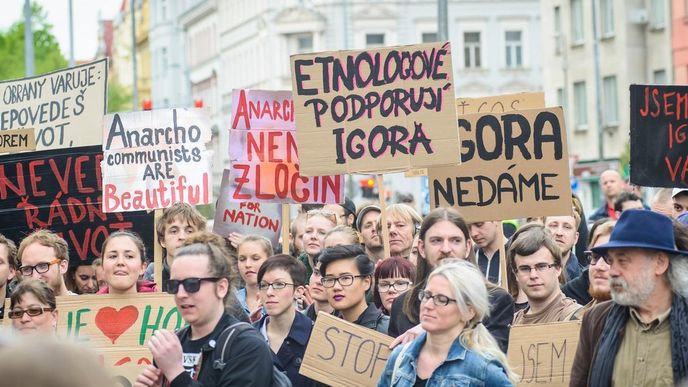 Demonstrace na podporu studenta Igora Ševcova.