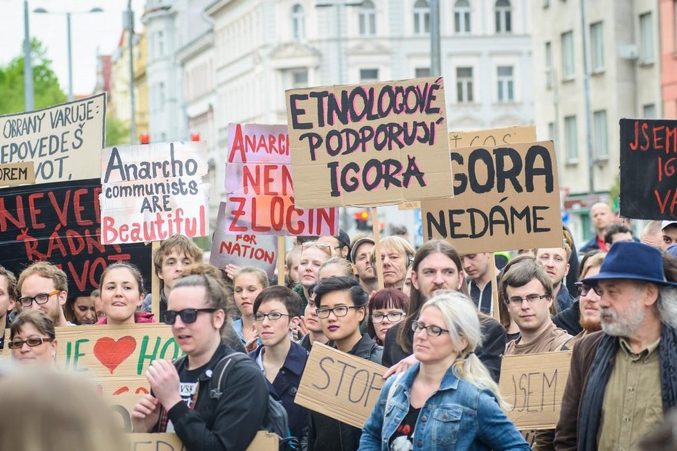 Demonstrace na podporu studenta Igora Ševcova