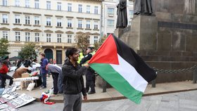 Na Václavském náměstí se sešly desítky lidí kritizujících Izrael. Nechyběli však ani jeho podporovatelé v čele s ministryní obrany Černochovou