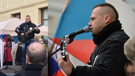 Odpůrcům islámu a migrace zazpíval na Hradčanském náměstí Tomáš Ortel