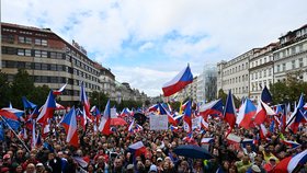 Protivládní demonstrace na Václavském náměstí v Praze (28. 9. 2022)