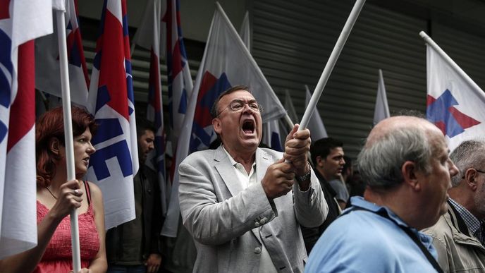 Demonstrace před řeckým ministerstvem financí