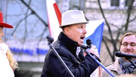 Demonstrace podporovatelů prezidenta Zemana proti islámu, migrantům a vládě