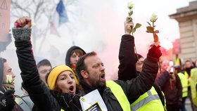 Protest „žlutých vest“ v Paříži proti prezidentu Macronovi (19. 1. 2019)