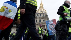 Protest „žlutých vest“ v Paříži proti prezidentu Macronovi (19. 1. 2019)