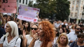 Protest proti násilí na ženách v bulharské Sofii (červenec 2023)