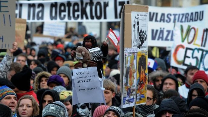 Demonstrace proti korupci v Bratislavě