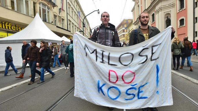 Demonstrace proti Miloši Zemanoví 17.11.2014